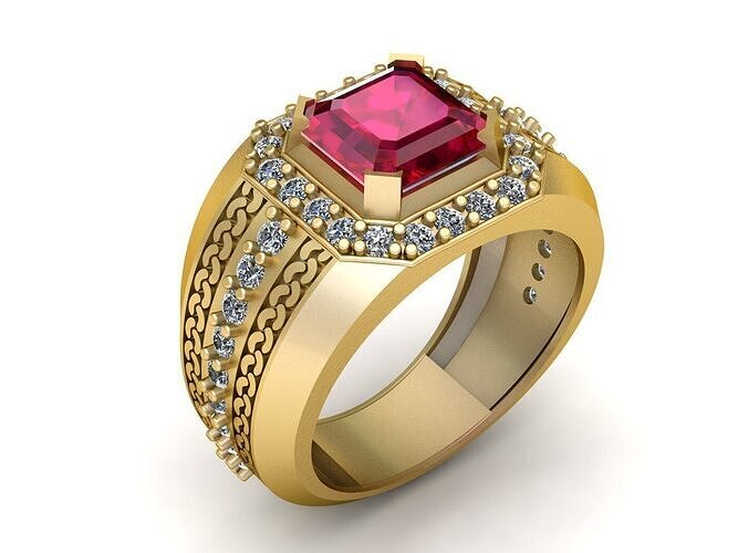 PRECIOUS RUBY ENGAGEMENT RING 3D PRINTABLE MODEL 3D print model