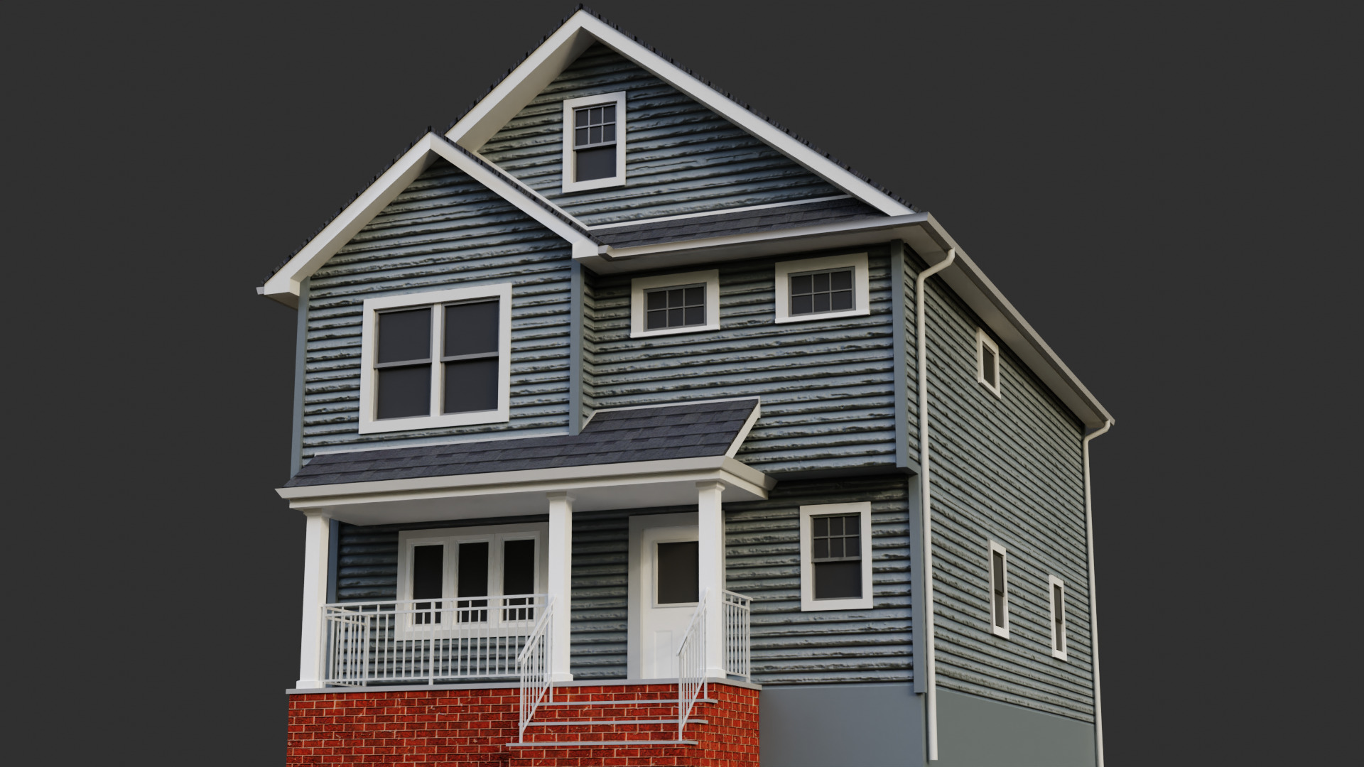 Low Poly house 21 Low-poly 3D model_6