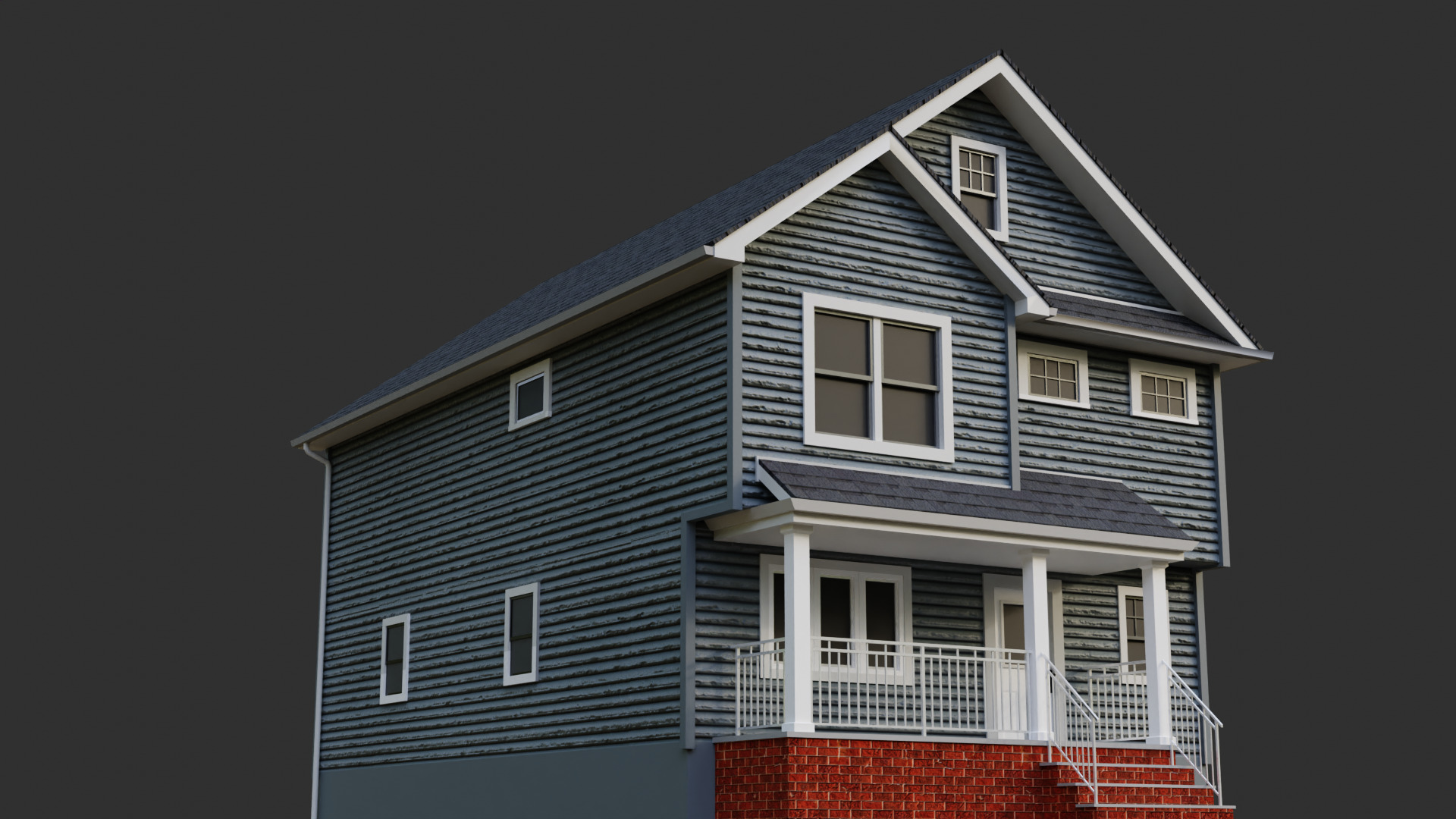 Low Poly house 21 Low-poly 3D model_8