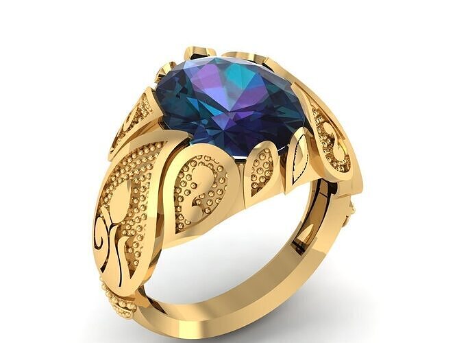 LUXURY BLUE SAPPHIRE RING 3D PRINTABLE MODEL 3D print model