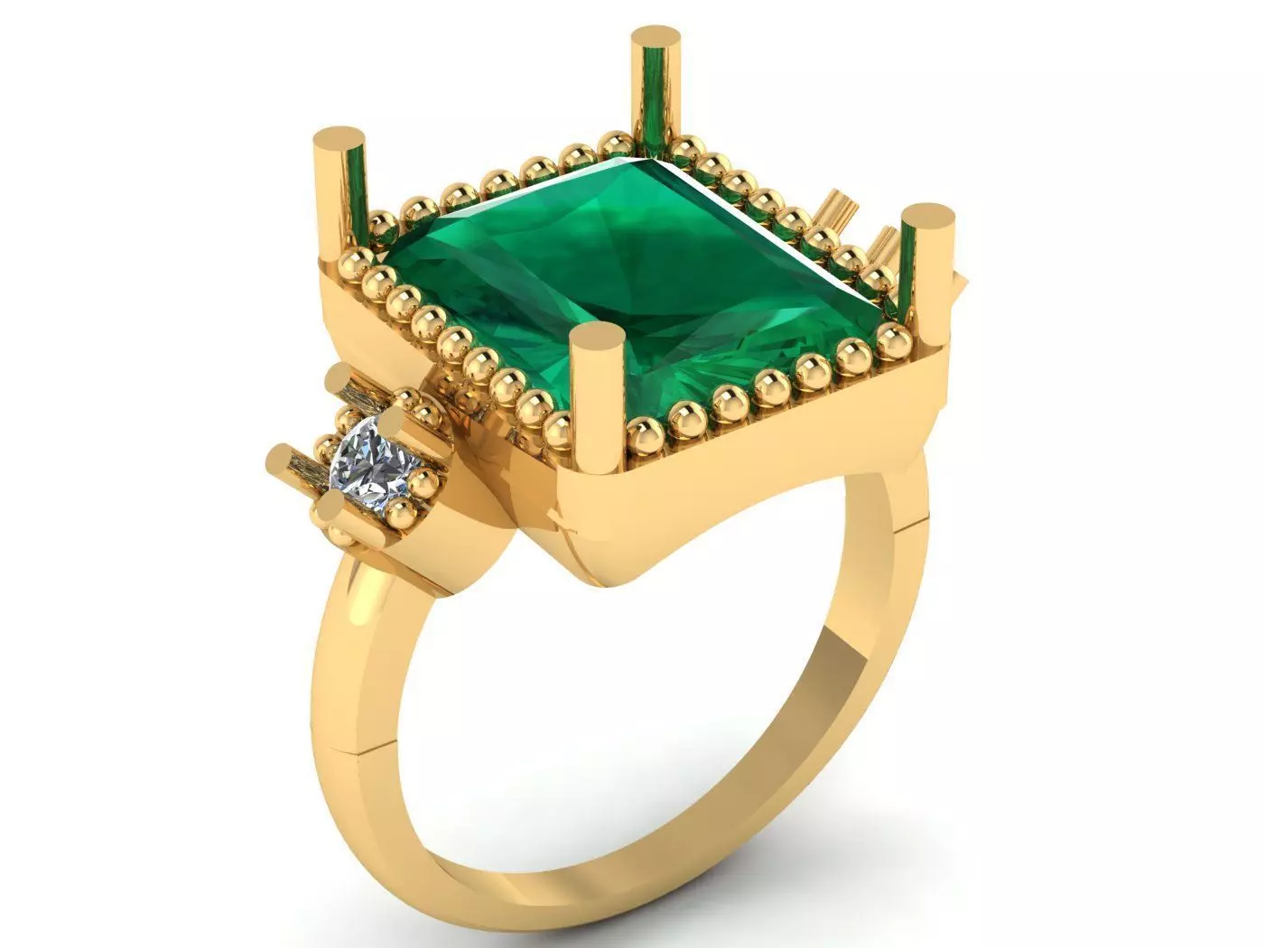 LUXURIOUS EMERALD RING 3D PRINTABLE MODEL 3D print model