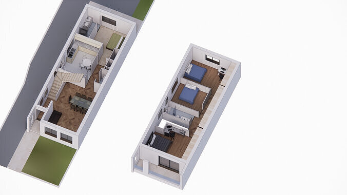 Two-story residential house 3D model