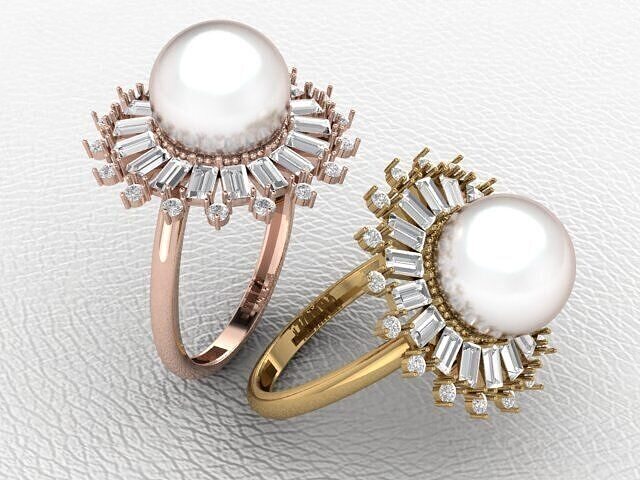 3D printable pearl womens ring 3D print model