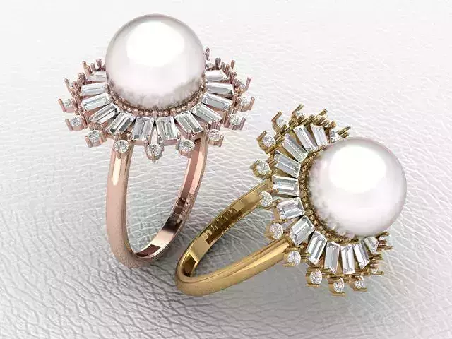 3D printable pearl womens ring
