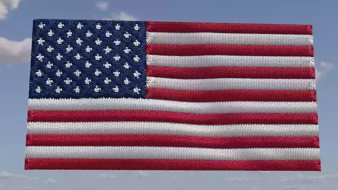 Animated Stars and Stripes Embroidered Flag Low-poly 3D model
