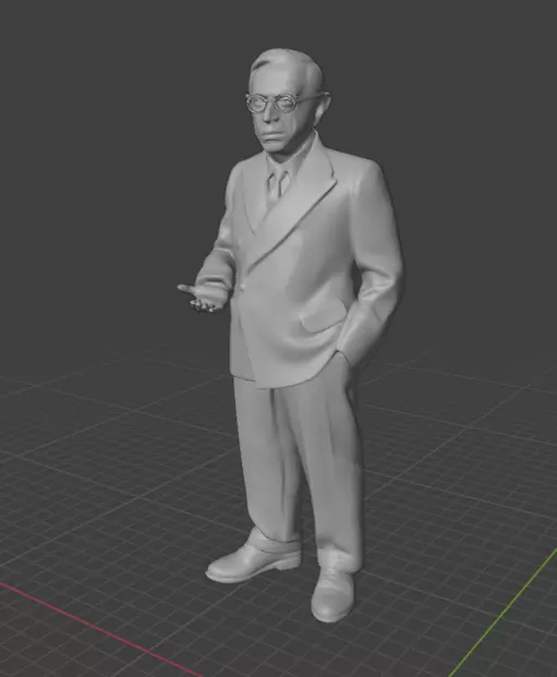 Jean-Paul Sartre 3D print model_3