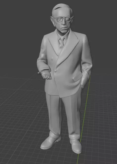 Jean-Paul Sartre 3D print model_4