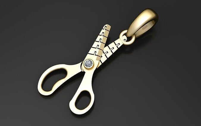 GOLDEN SCISSOR PENDANT 3D PRINTABLE MODEL 3D print model
