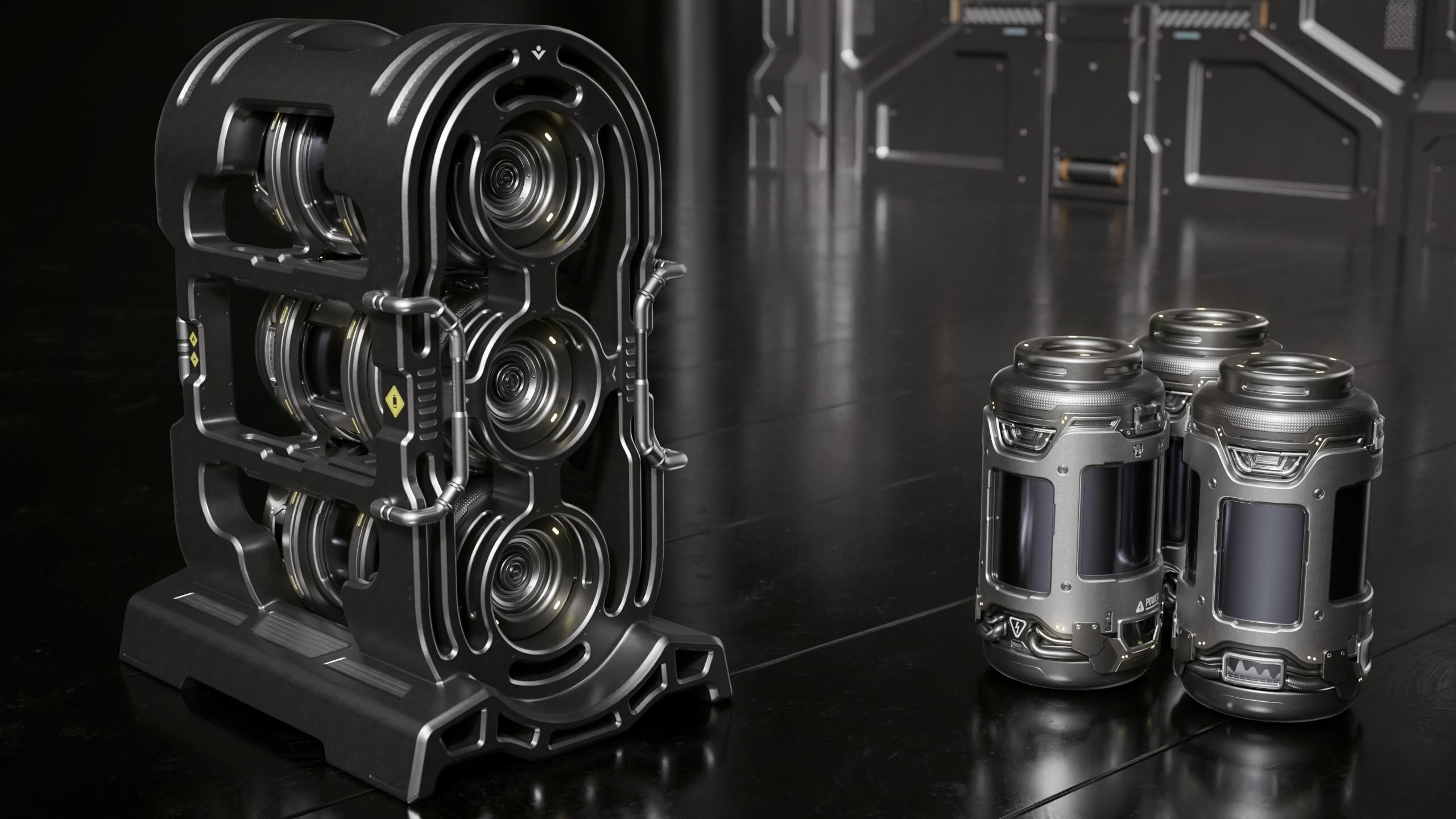 Sci-fi Barrel Low-poly 3D model_12