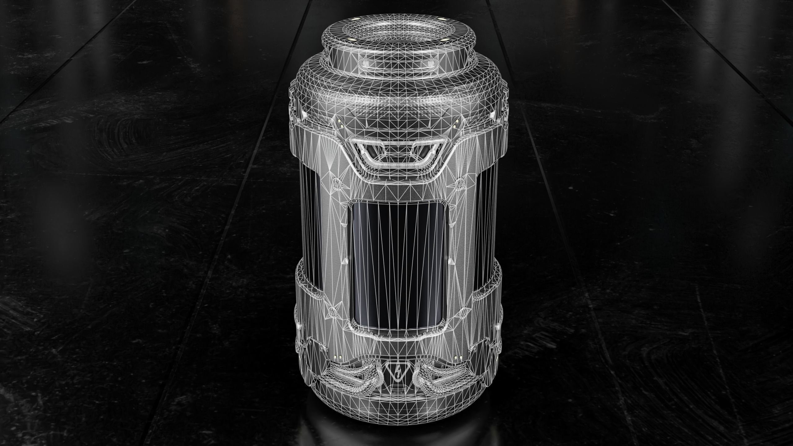 Sci-fi Barrel Low-poly 3D model_10