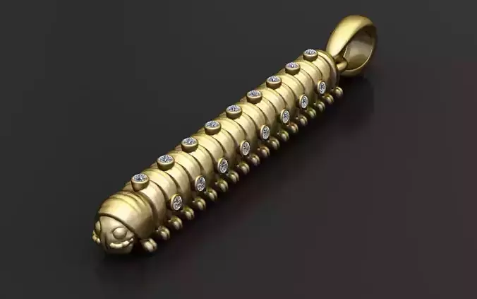 GOLDEN EARTH WORM PENDANT 3D PRINTABLE MODEL