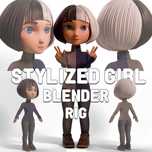 Stylized Cartoon Girl 3D model