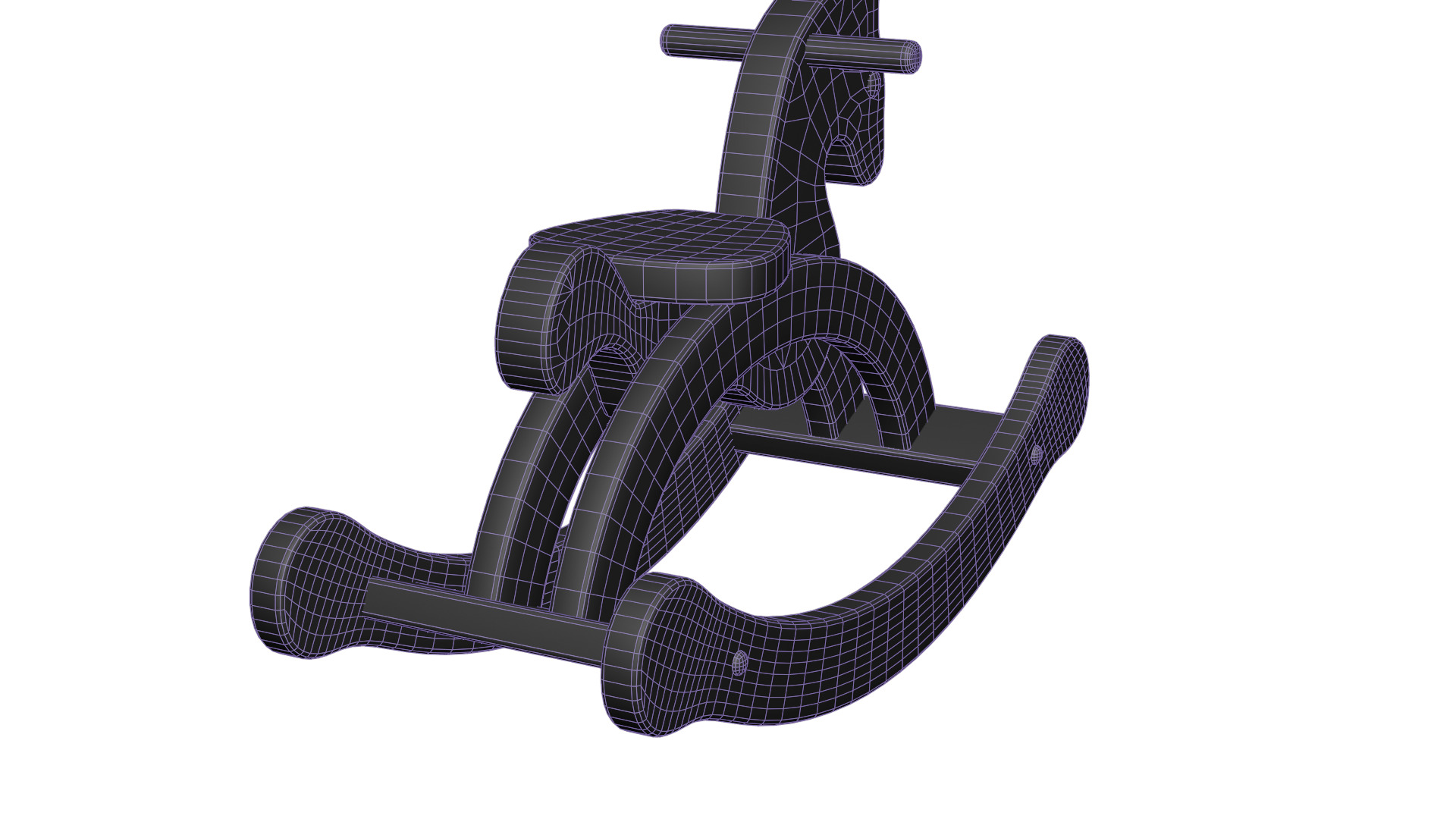 Wooden Rocking Horse 3D model_13