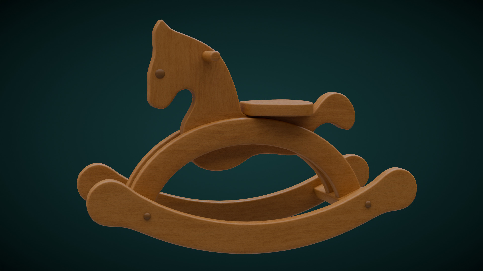Wooden Rocking Horse 3D model_7