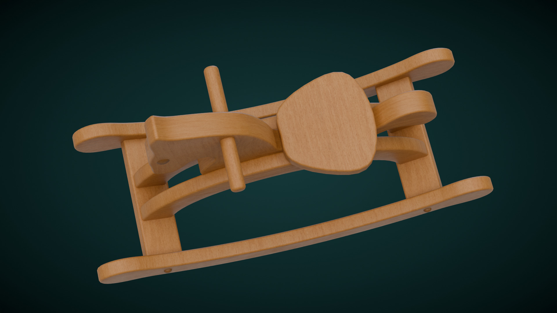 Wooden Rocking Horse 3D model_8