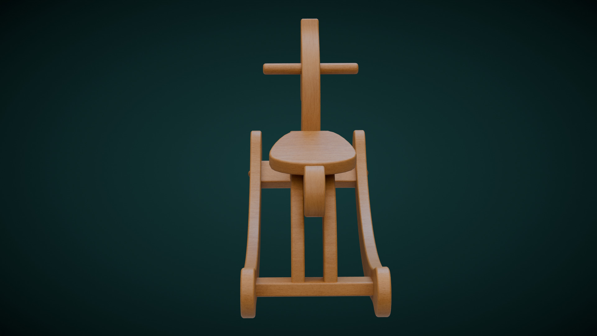 Wooden Rocking Horse 3D model_4