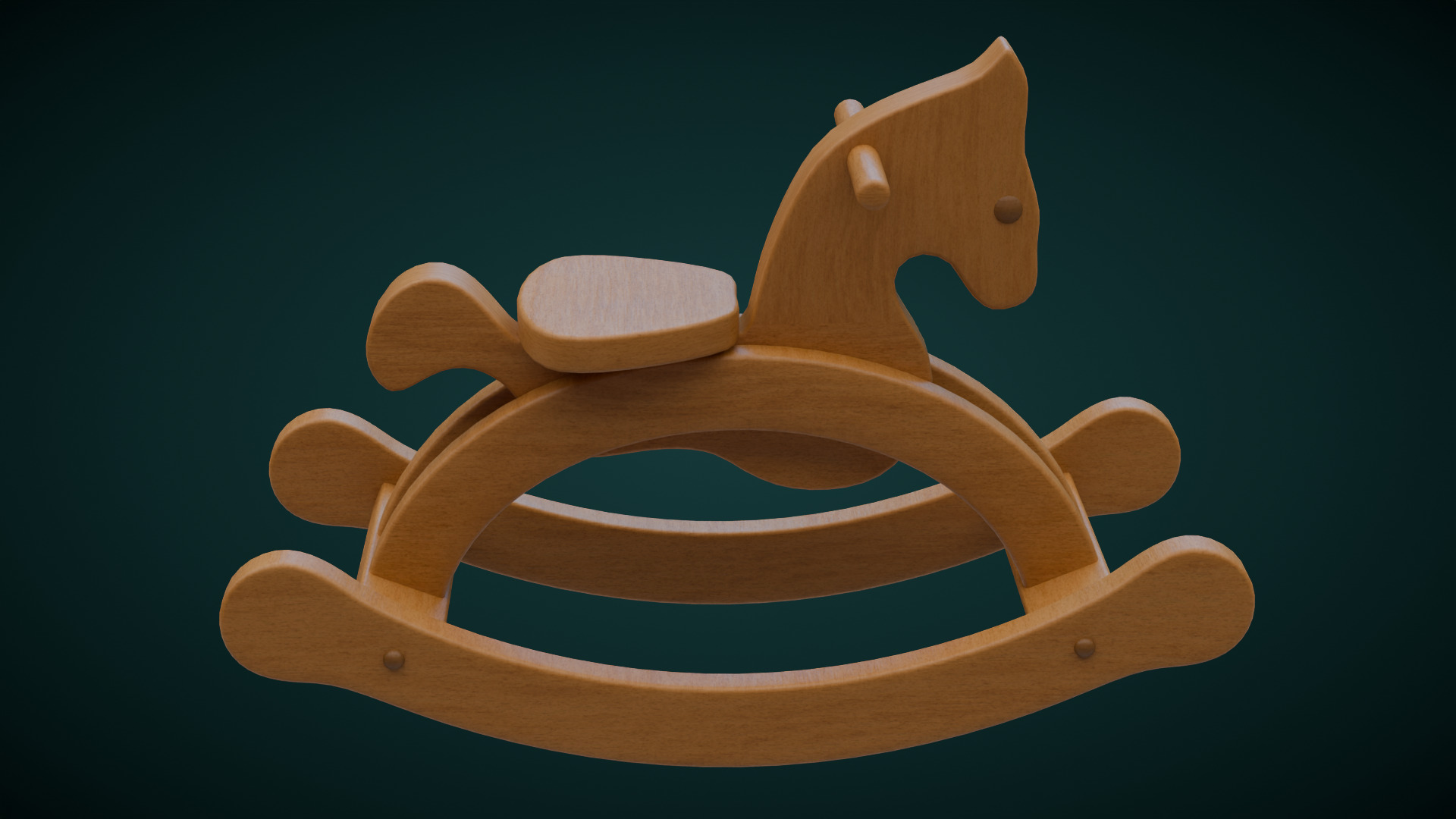 Wooden Rocking Horse 3D model_1