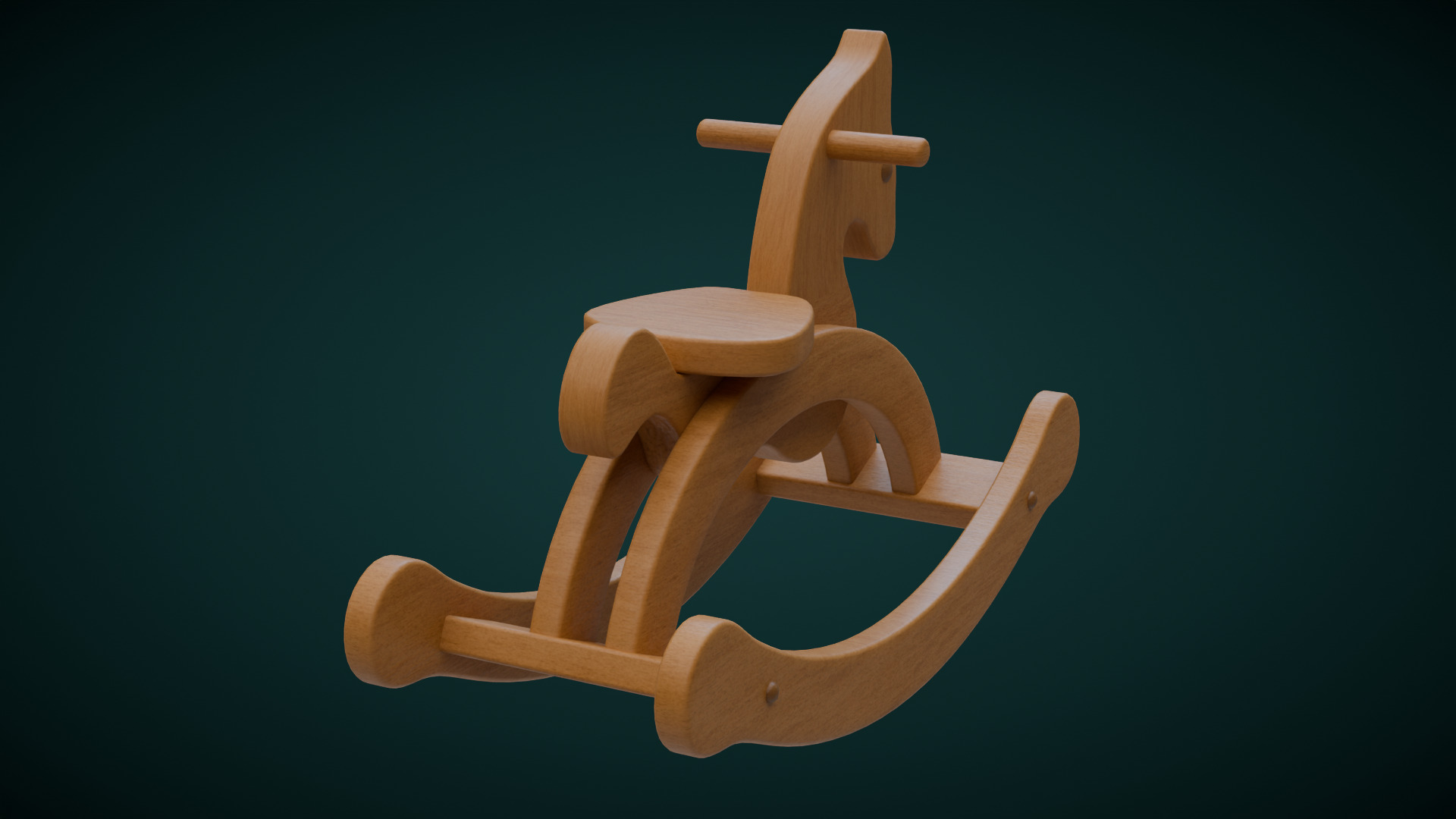 Wooden Rocking Horse 3D model_3