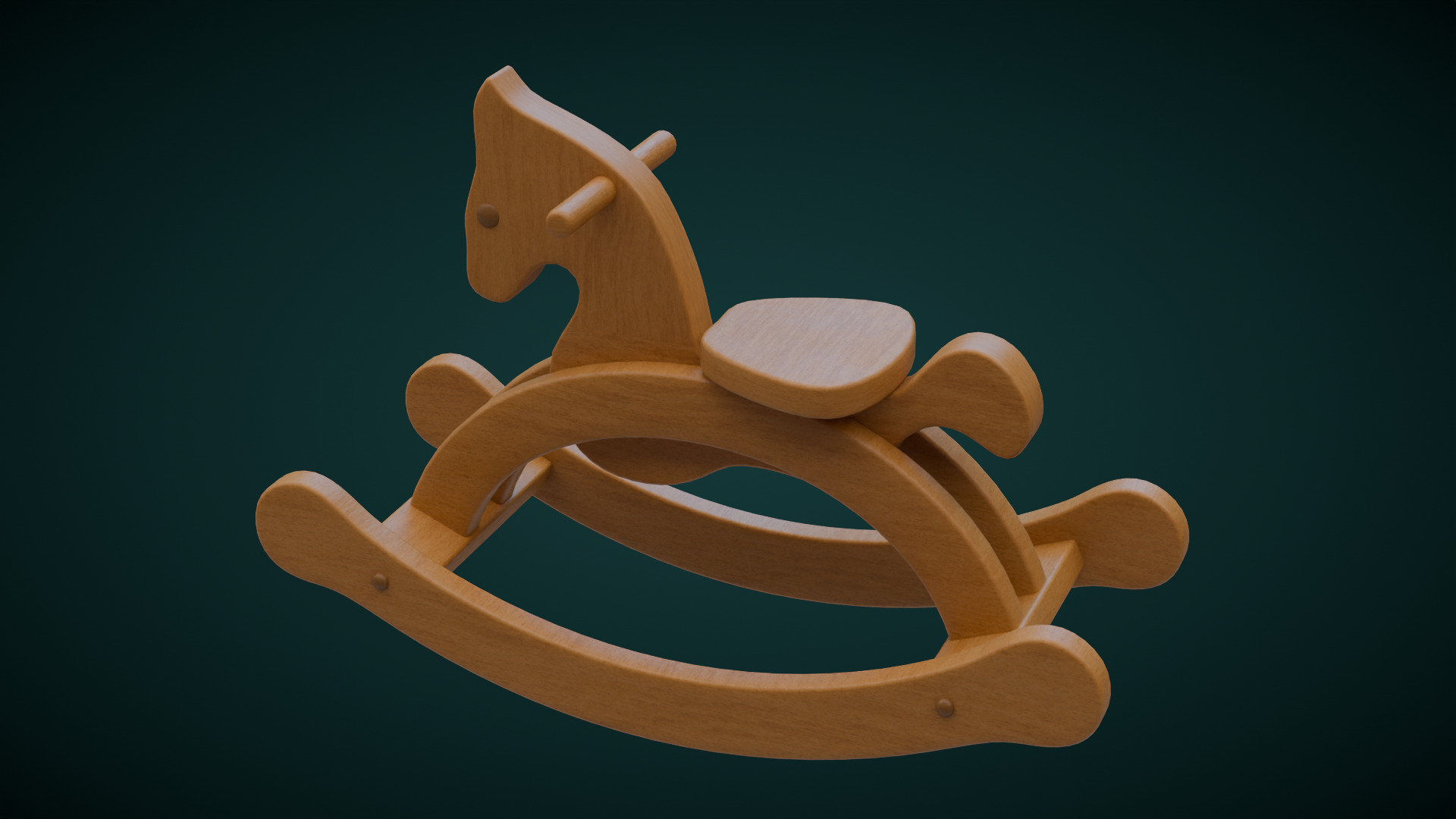 Wooden Rocking Horse 3D model_6