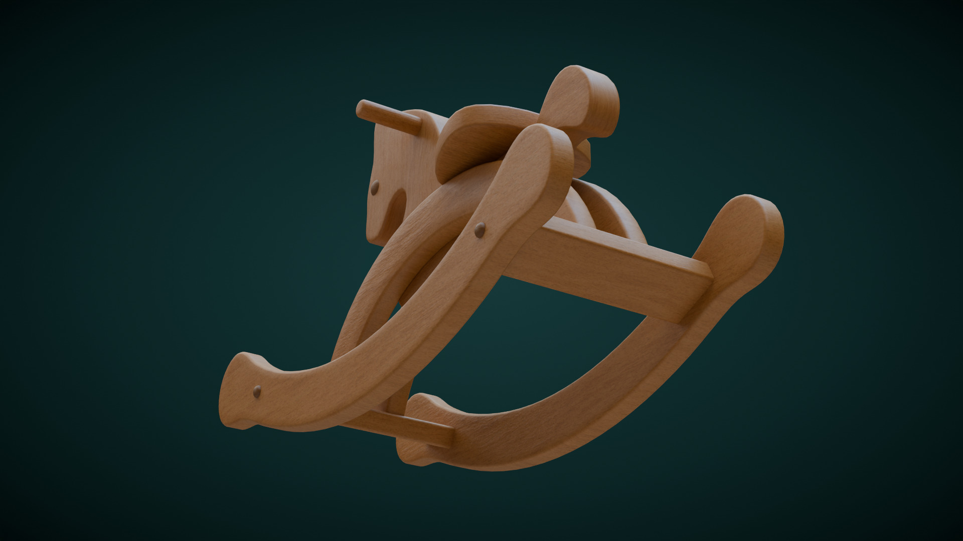 Wooden Rocking Horse 3D model_5