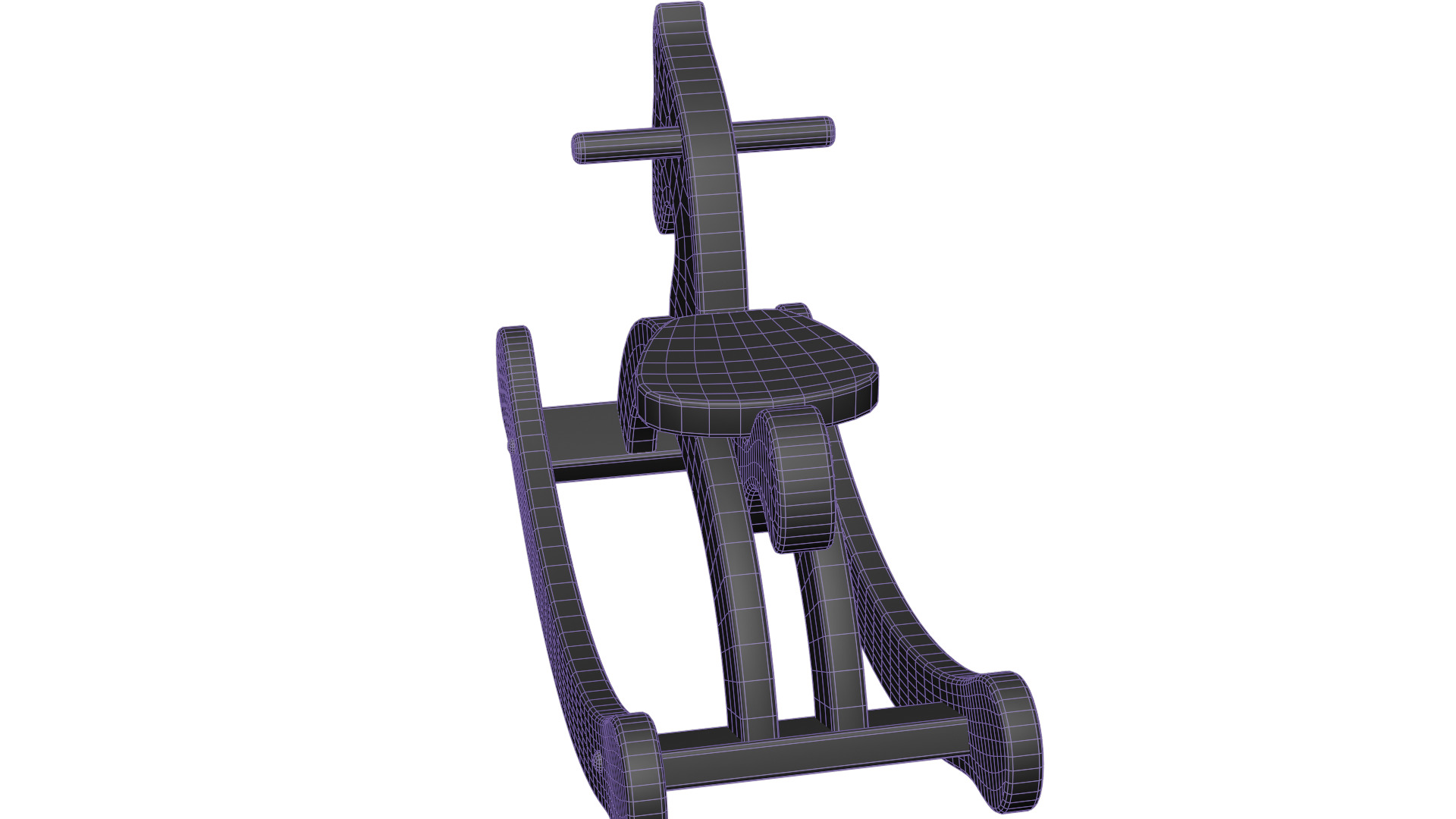 Wooden Rocking Horse 3D model_14