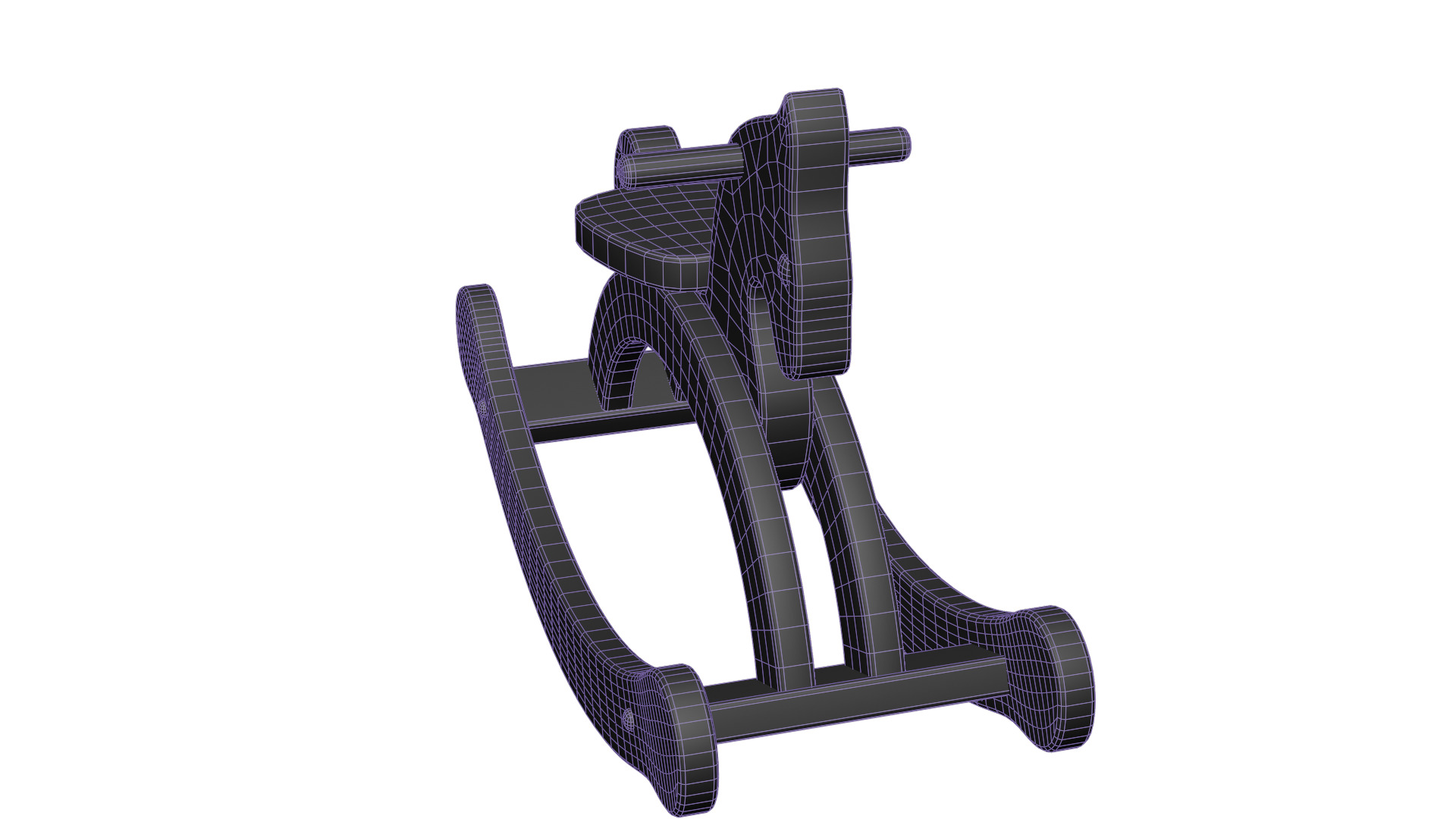 Wooden Rocking Horse 3D model_10