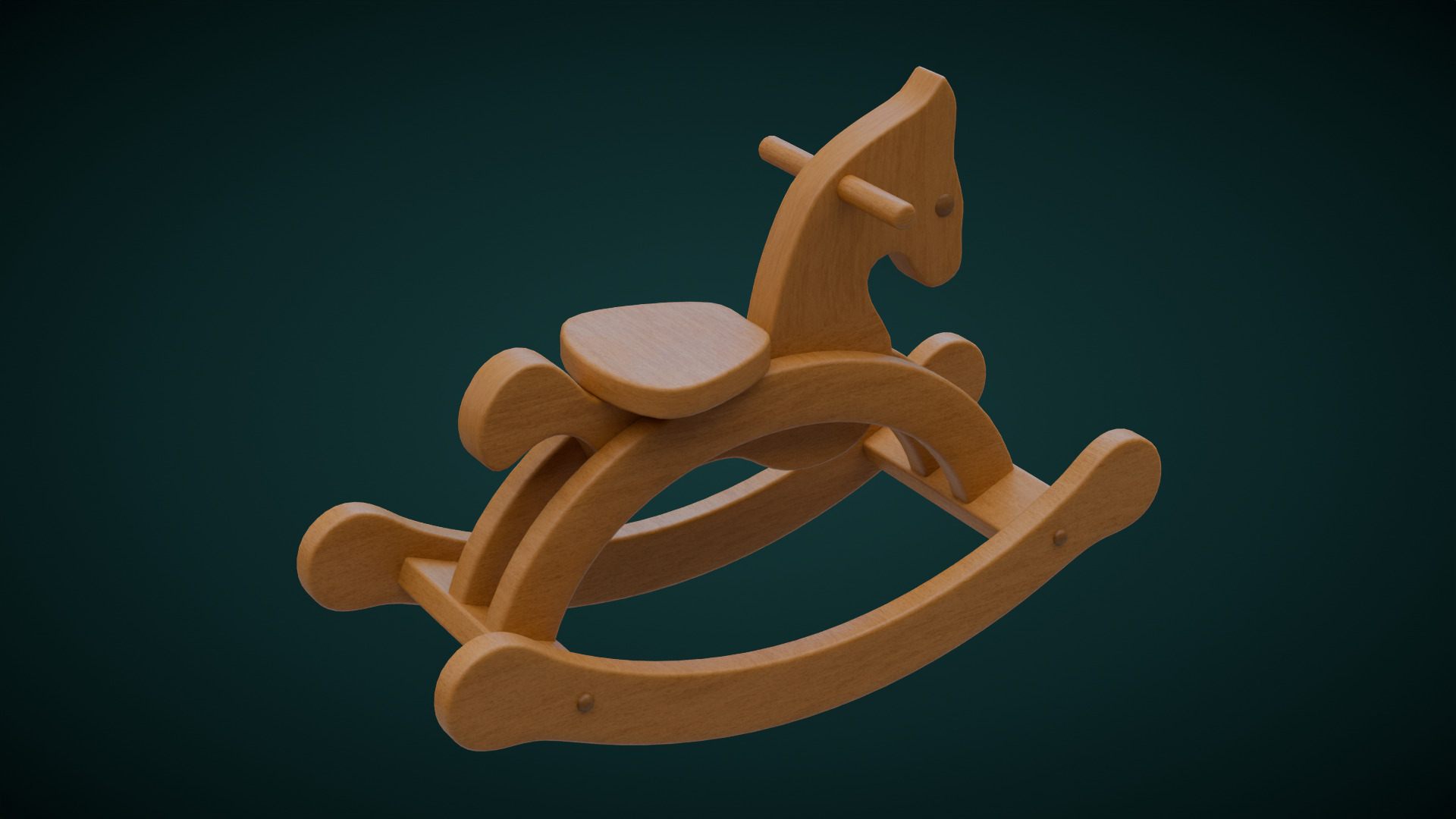 Wooden Rocking Horse 3D model_2