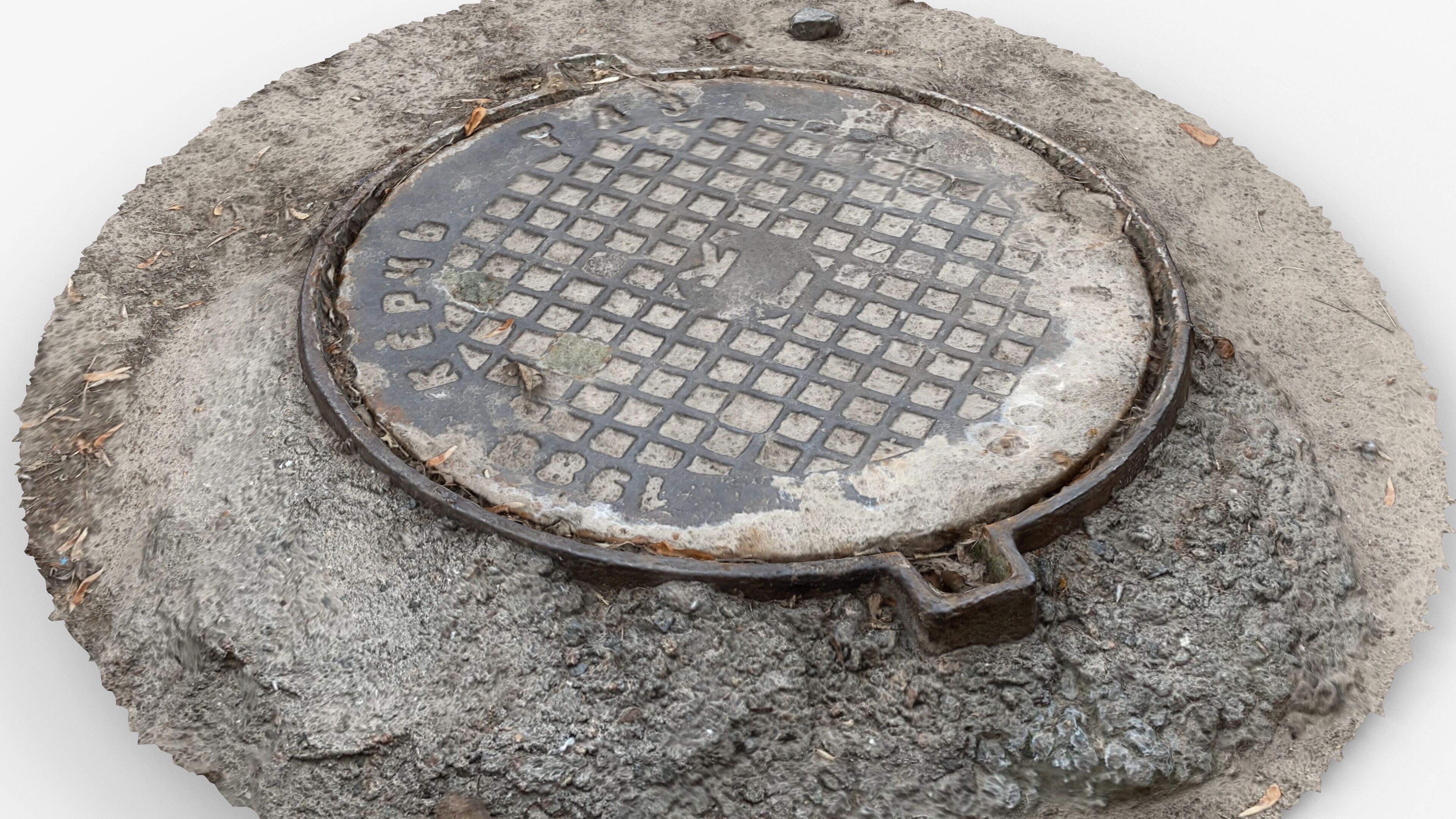 Photorealistic 3D scan of manhole Hatch cover Sewer Manhole Low-poly 3D model_7