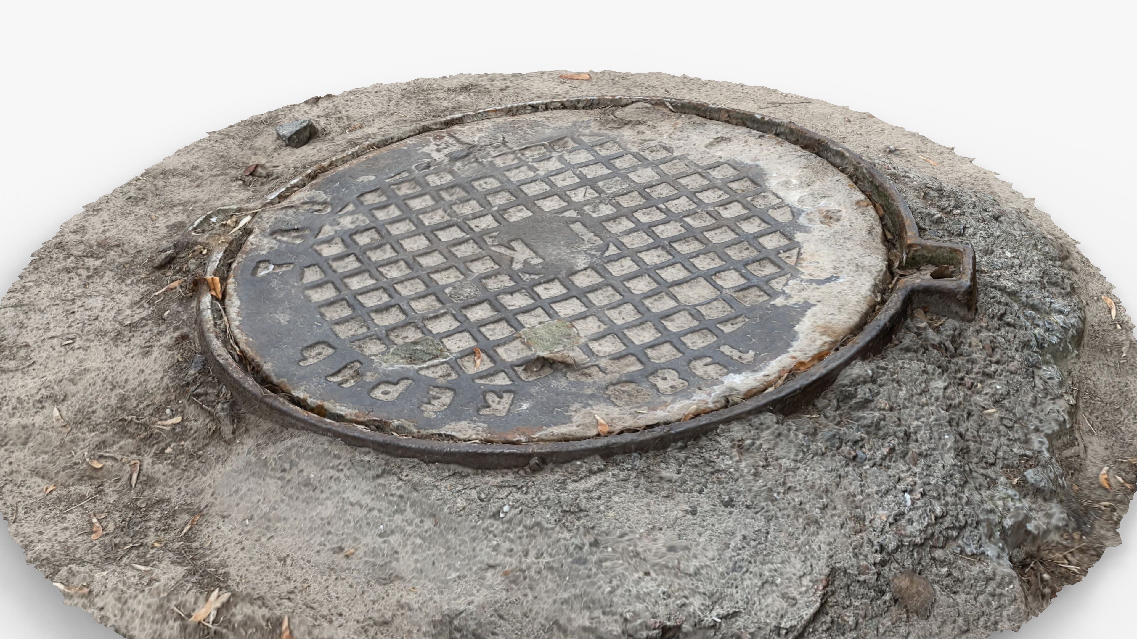 Photorealistic 3D scan of manhole Hatch cover Sewer Manhole Low-poly 3D model_9