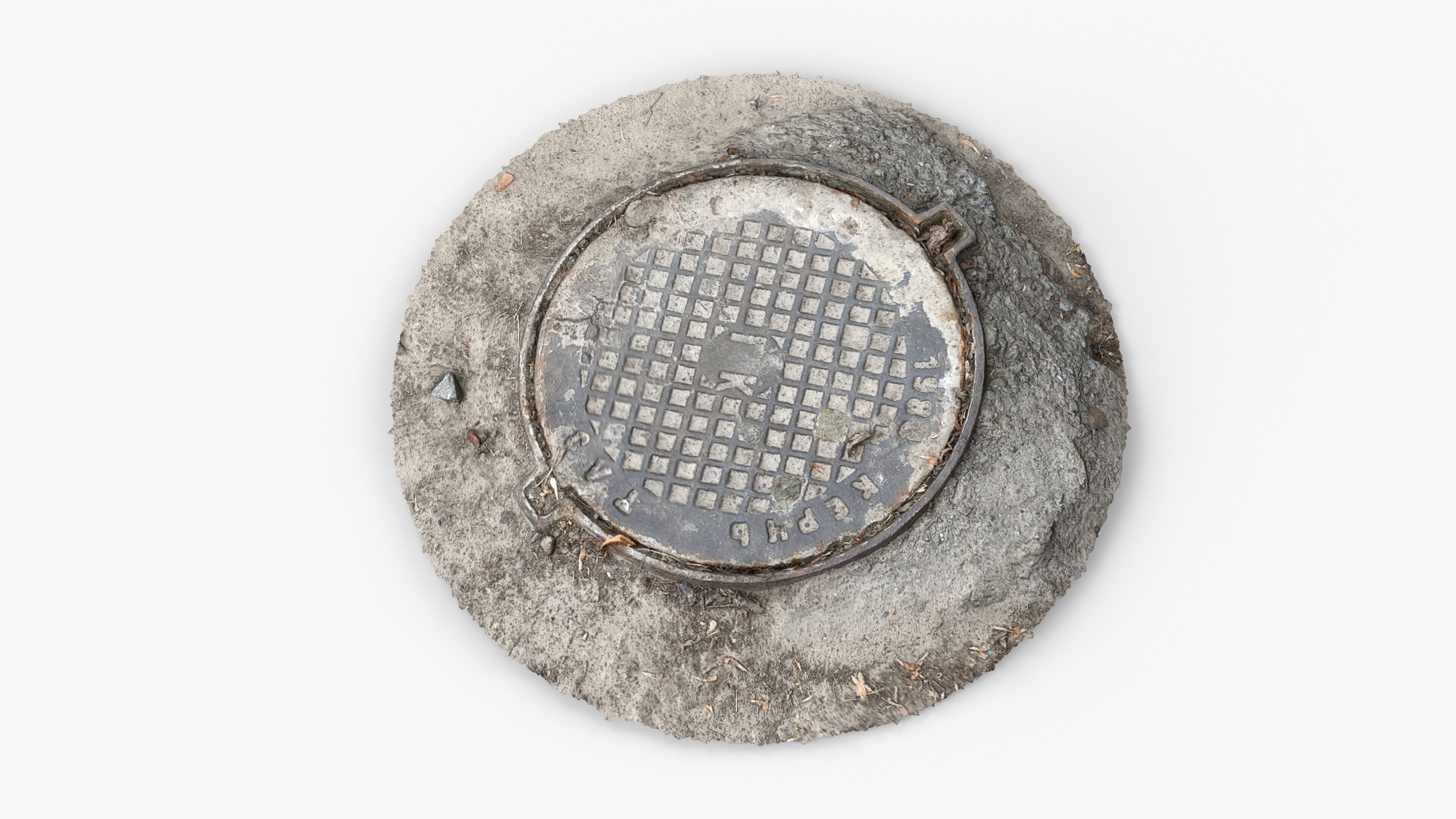Photorealistic 3D scan of manhole Hatch cover Sewer Manhole Low-poly 3D model_2