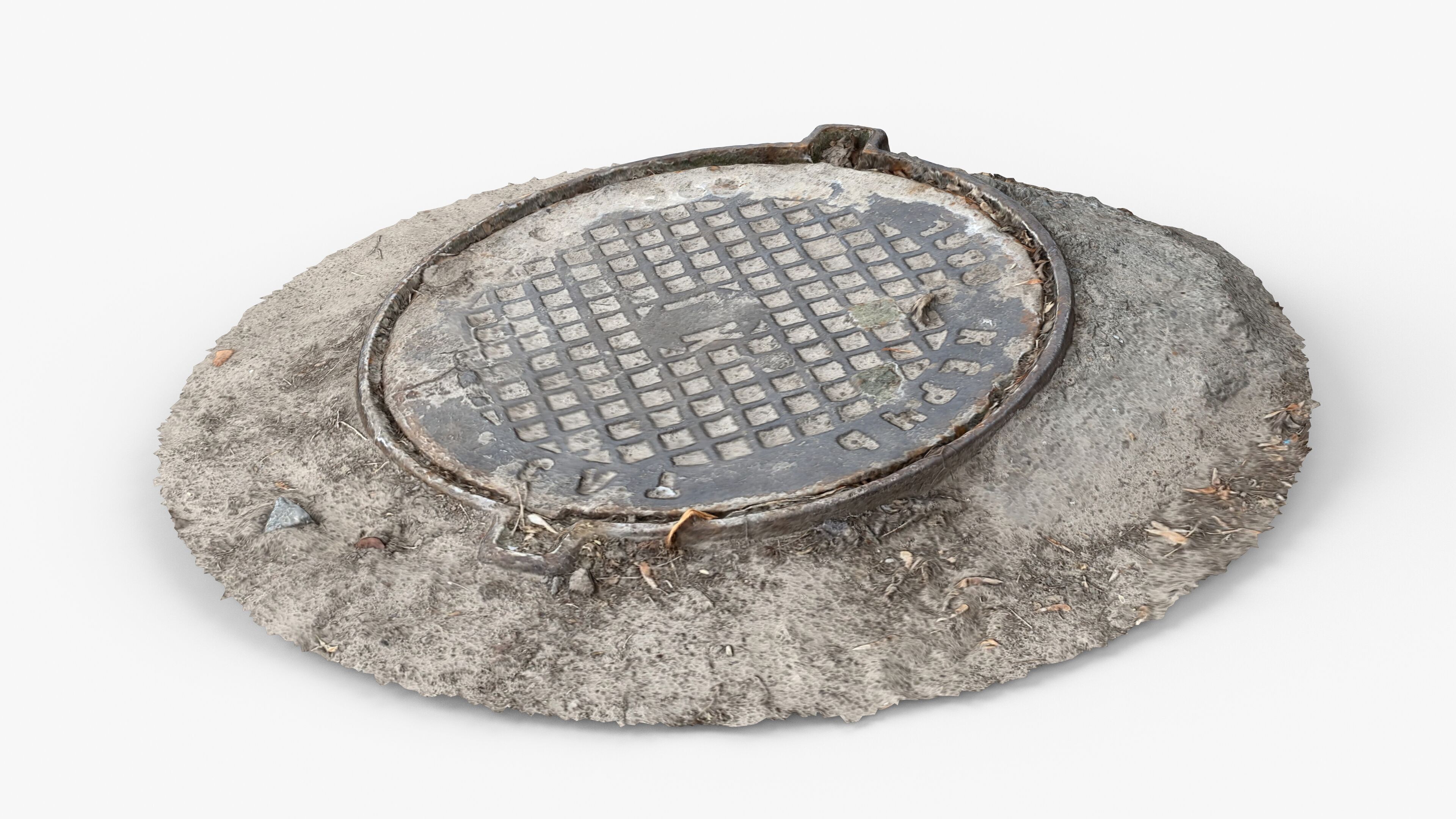 Photorealistic 3D scan of manhole Hatch cover Sewer Manhole Low-poly 3D model_6