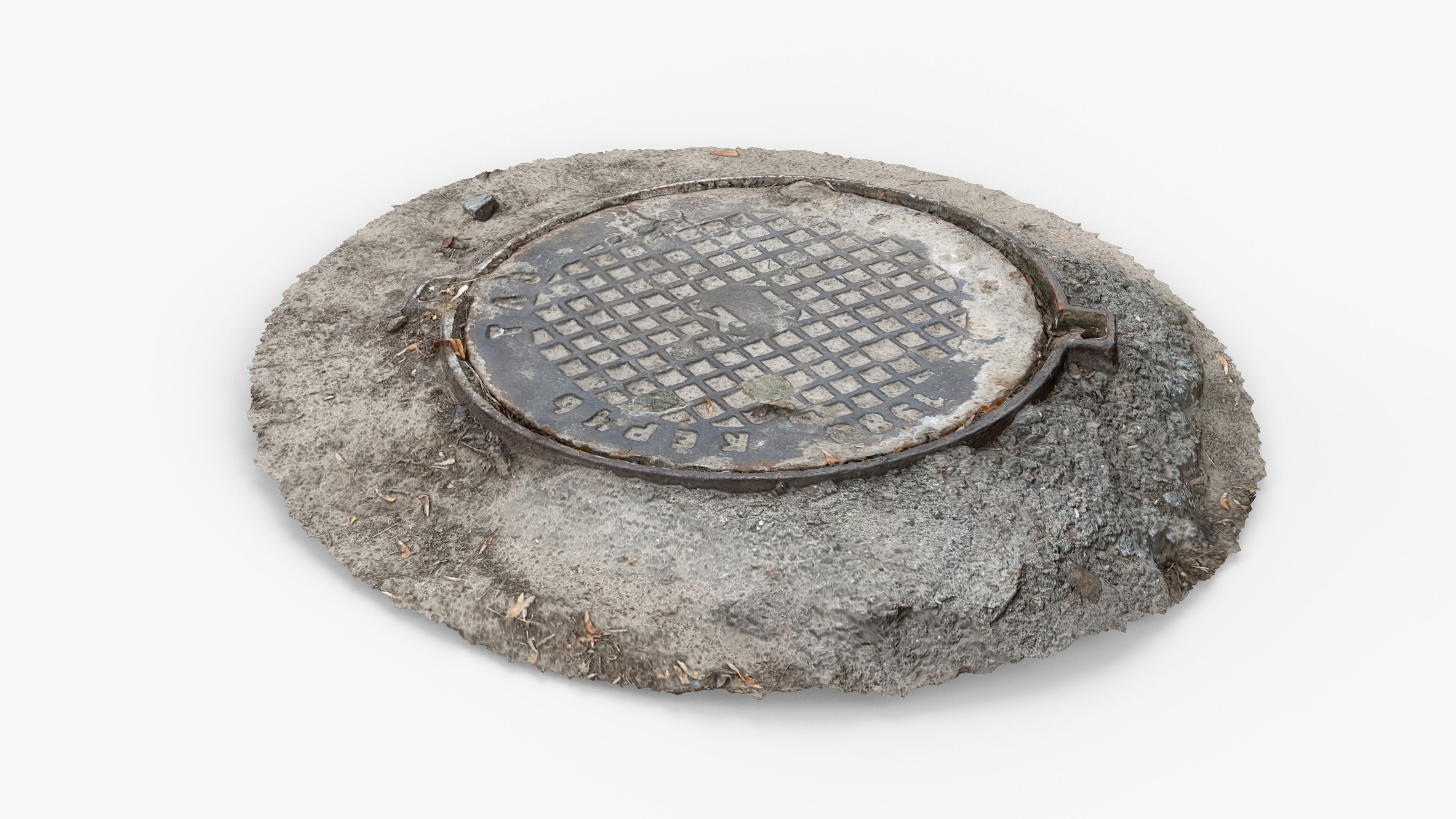 Photorealistic 3D scan of manhole Hatch cover Sewer Manhole Low-poly 3D model_3