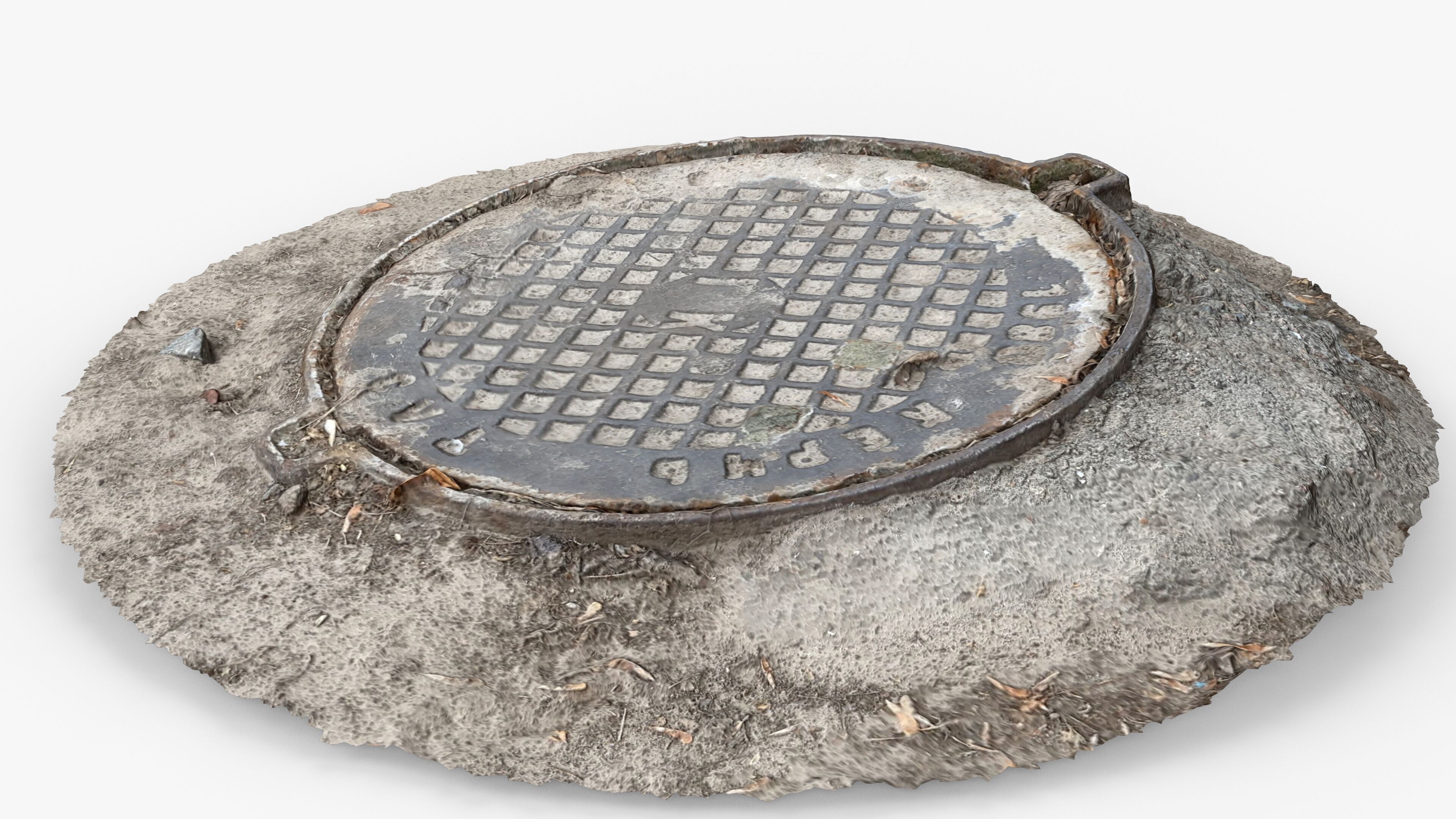 Photorealistic 3D scan of manhole Hatch cover Sewer Manhole Low-poly 3D model_14