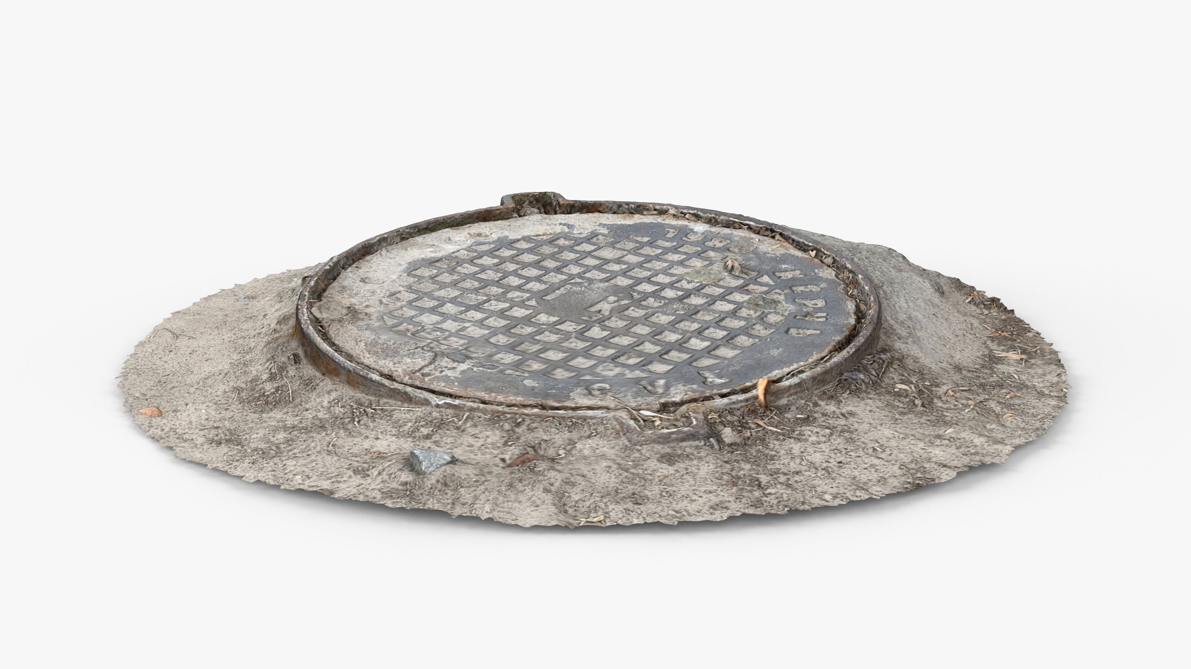 Photorealistic 3D scan of manhole Hatch cover Sewer Manhole Low-poly 3D model_5
