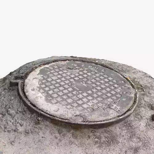 Photorealistic 3D scan of manhole Hatch cover Sewer Manhole