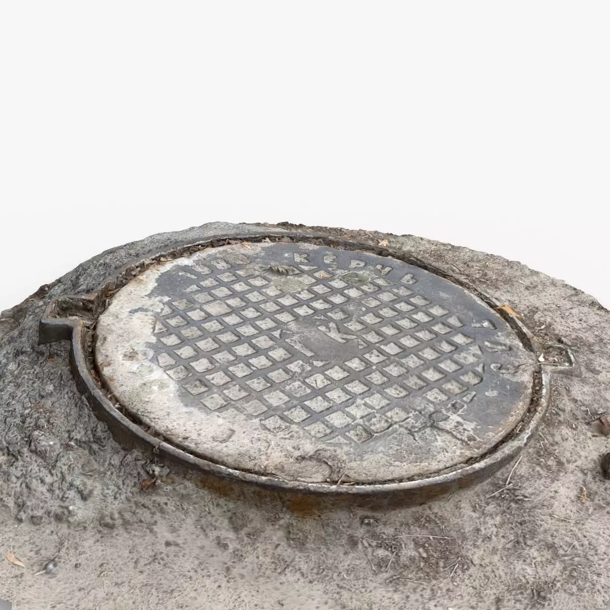 Photorealistic 3D scan of manhole Hatch cover Sewer Manhole Low-poly 3D model_0