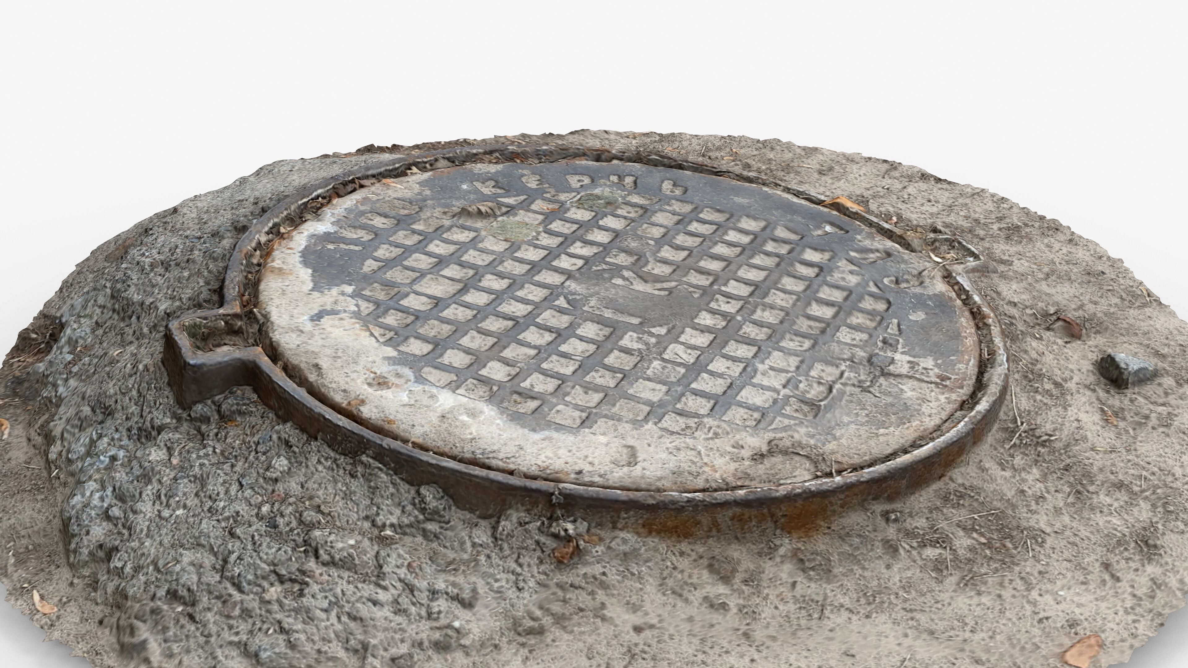 Photorealistic 3D scan of manhole Hatch cover Sewer Manhole Low-poly 3D model_12