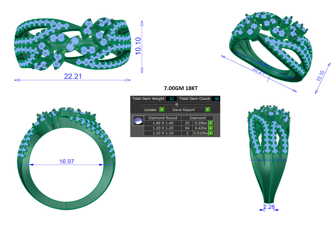 Women Ring  Render 3dm STL OBJ FBX Details 3D print model_1