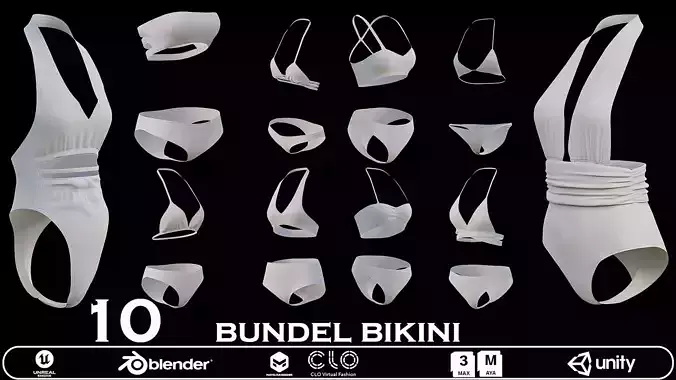 10 Bikini Bundle 3D Model Set 