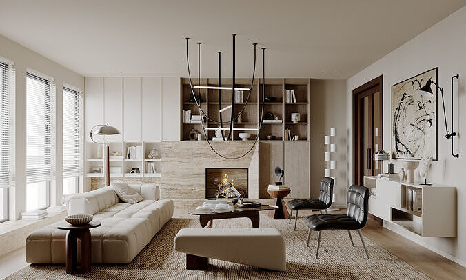 modern living room interior scenes 77 3D model