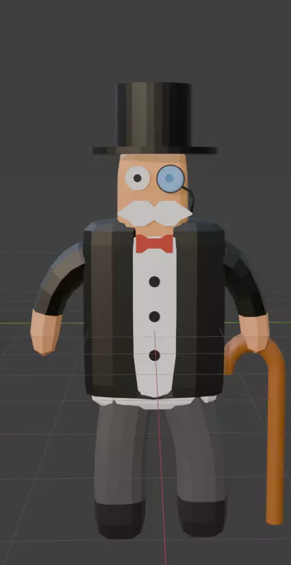 mr monopoly low poly Low-poly 3D model