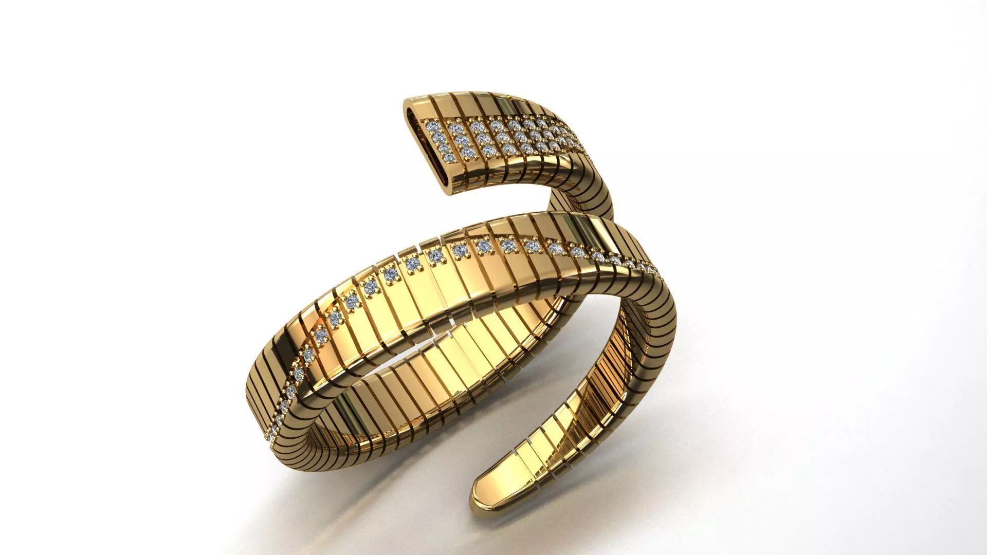 Luxury Coiled Bracelet with Diamonds High-End Jewelry 3D Model 3D print model