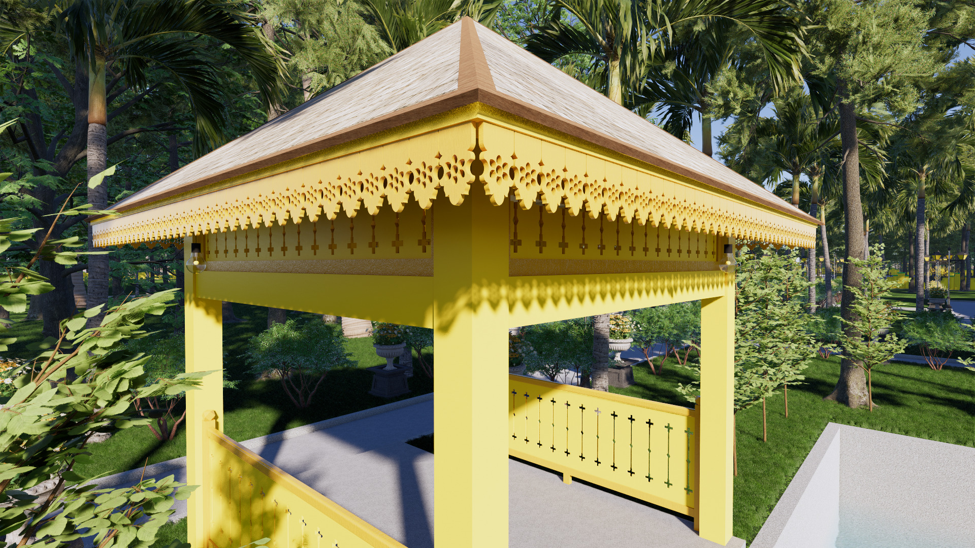 Pendopo of the Sambas Sultanate Palace 3D model_4