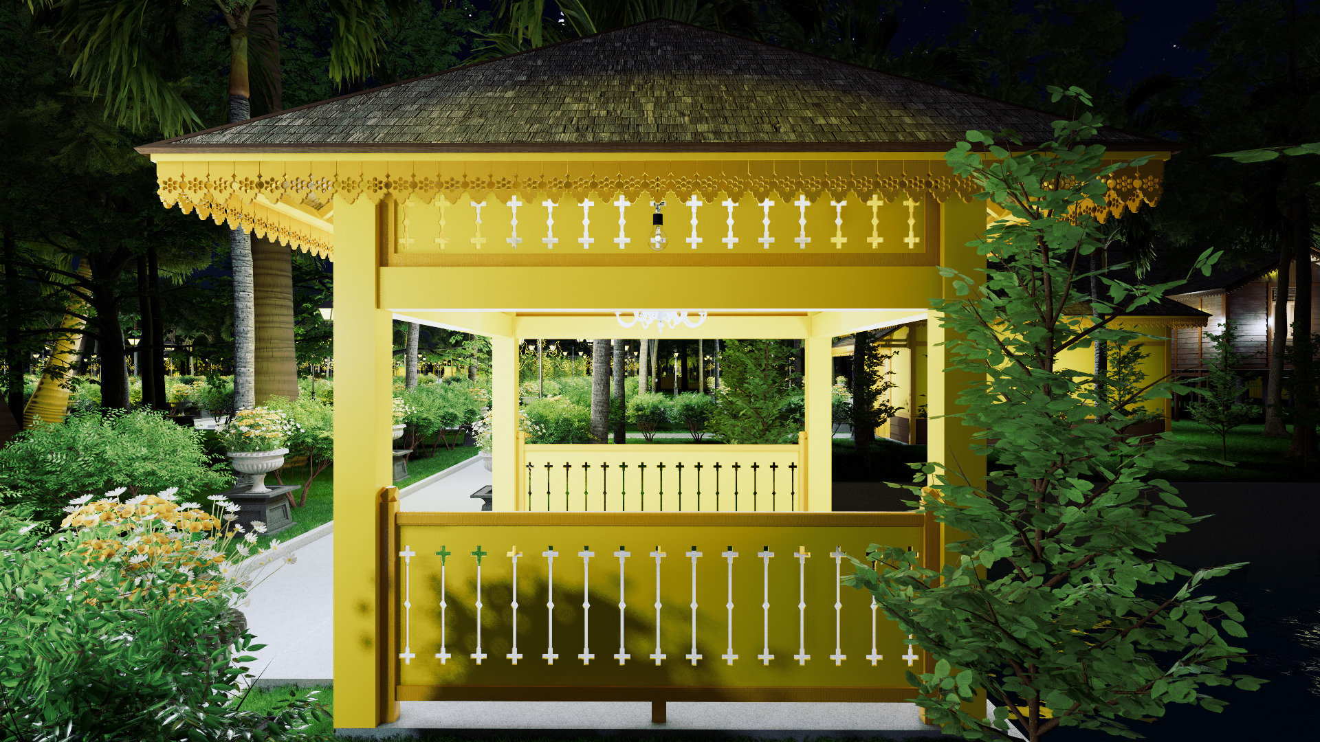 Pendopo of the Sambas Sultanate Palace 3D model_8