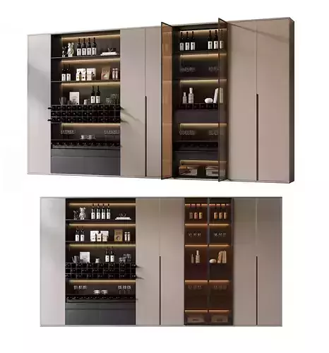 Modern light luxury style glass wine cabinet   