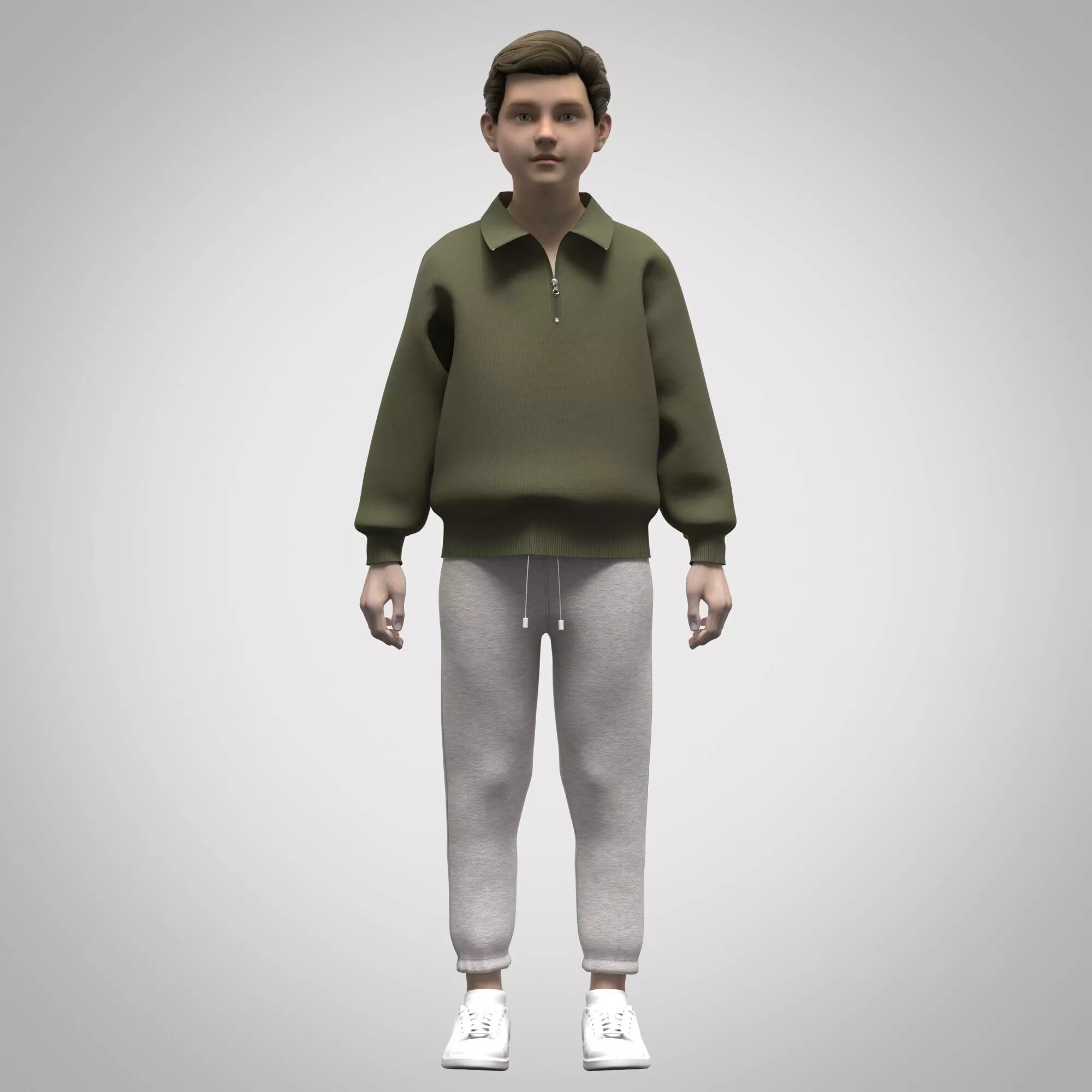 Boys Sweatshirt rigged model Low-poly 3D model