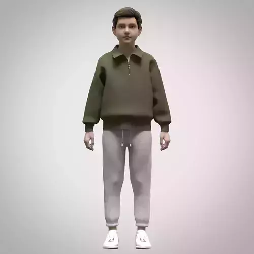 Boys Sweatshirt rigged model  Low-poly 3D model