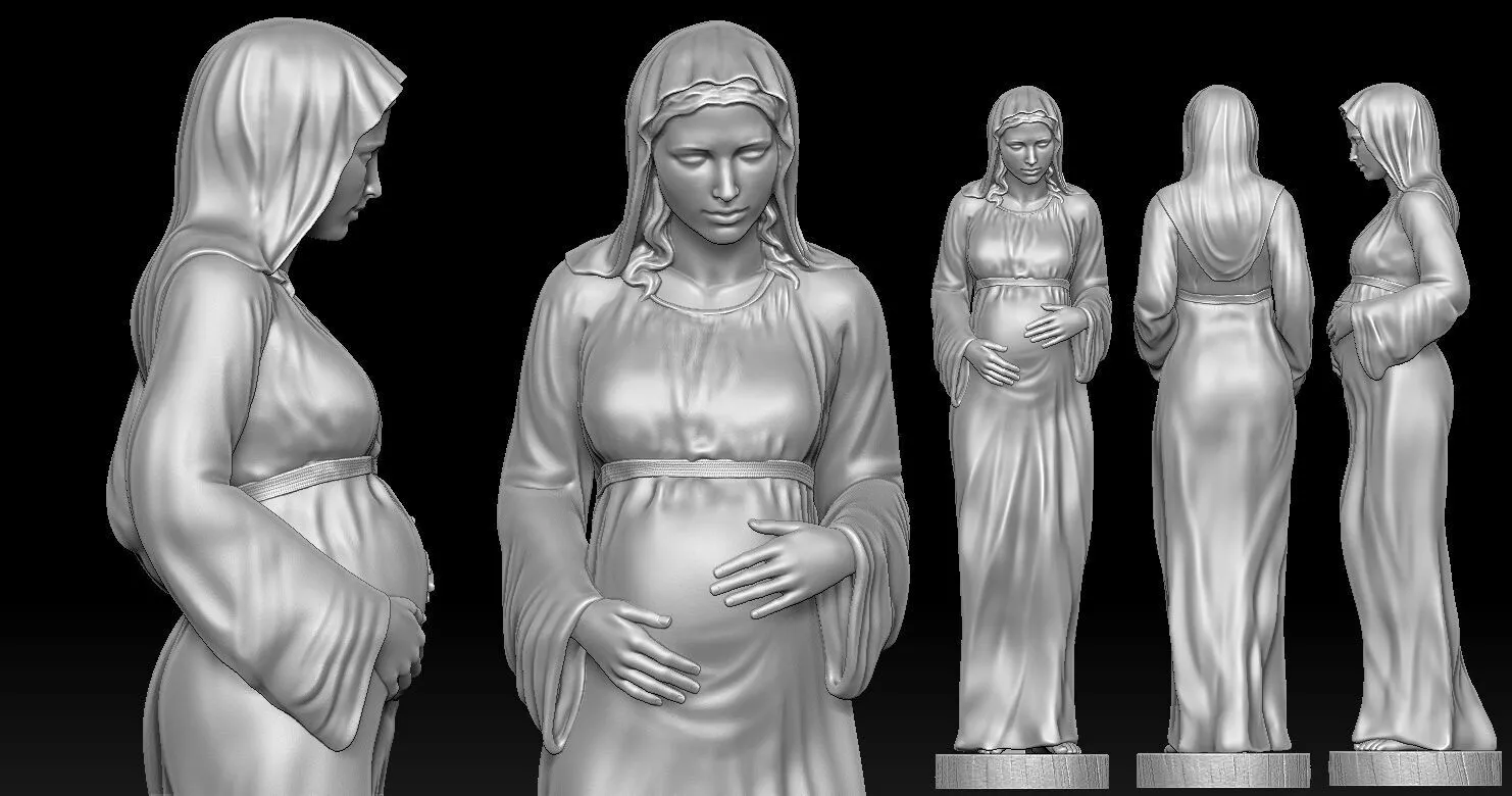 Statue of Virgin Mary pregnant with Jesus 3D print model