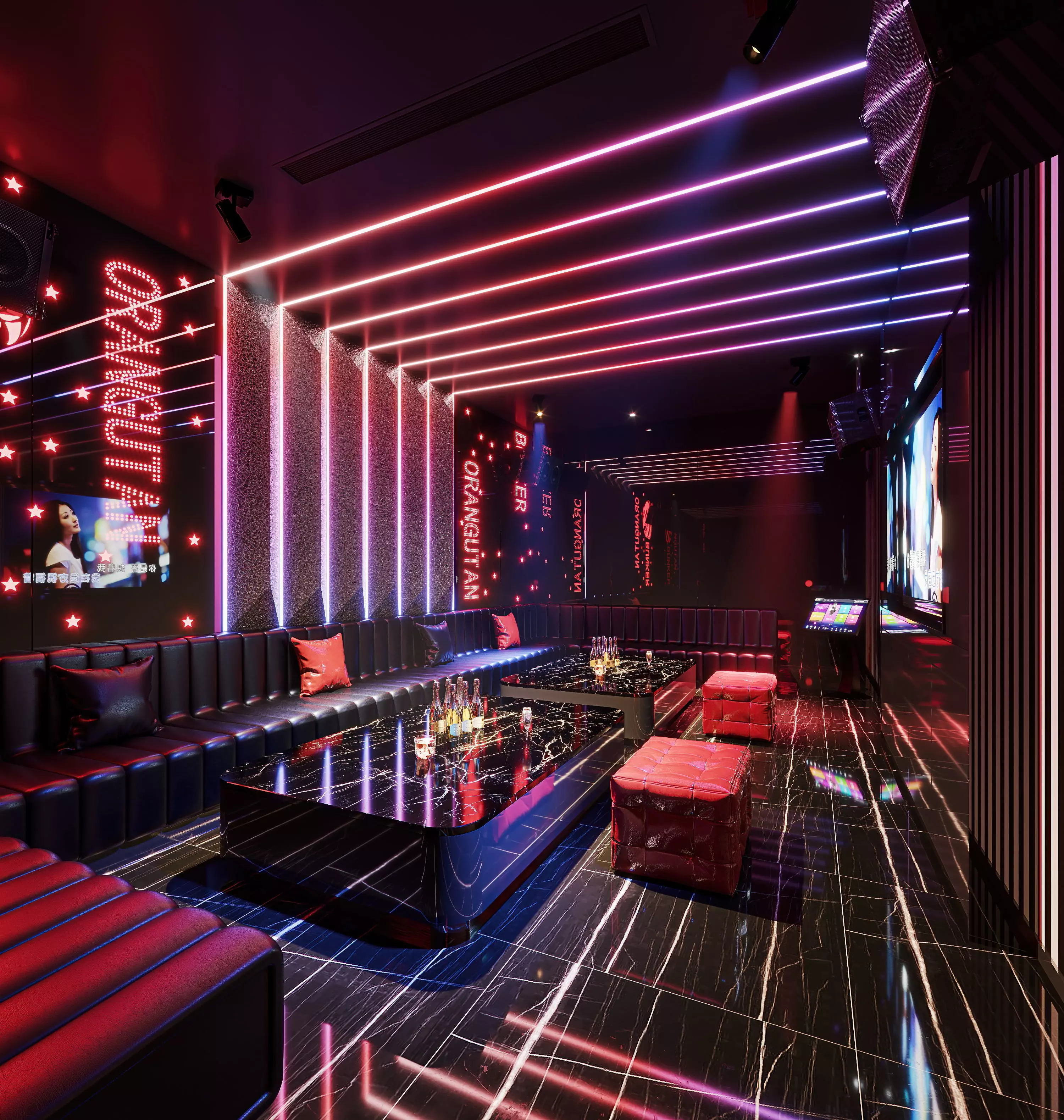 Original Futuristic KTV Club Private Room Interior 3D model_0