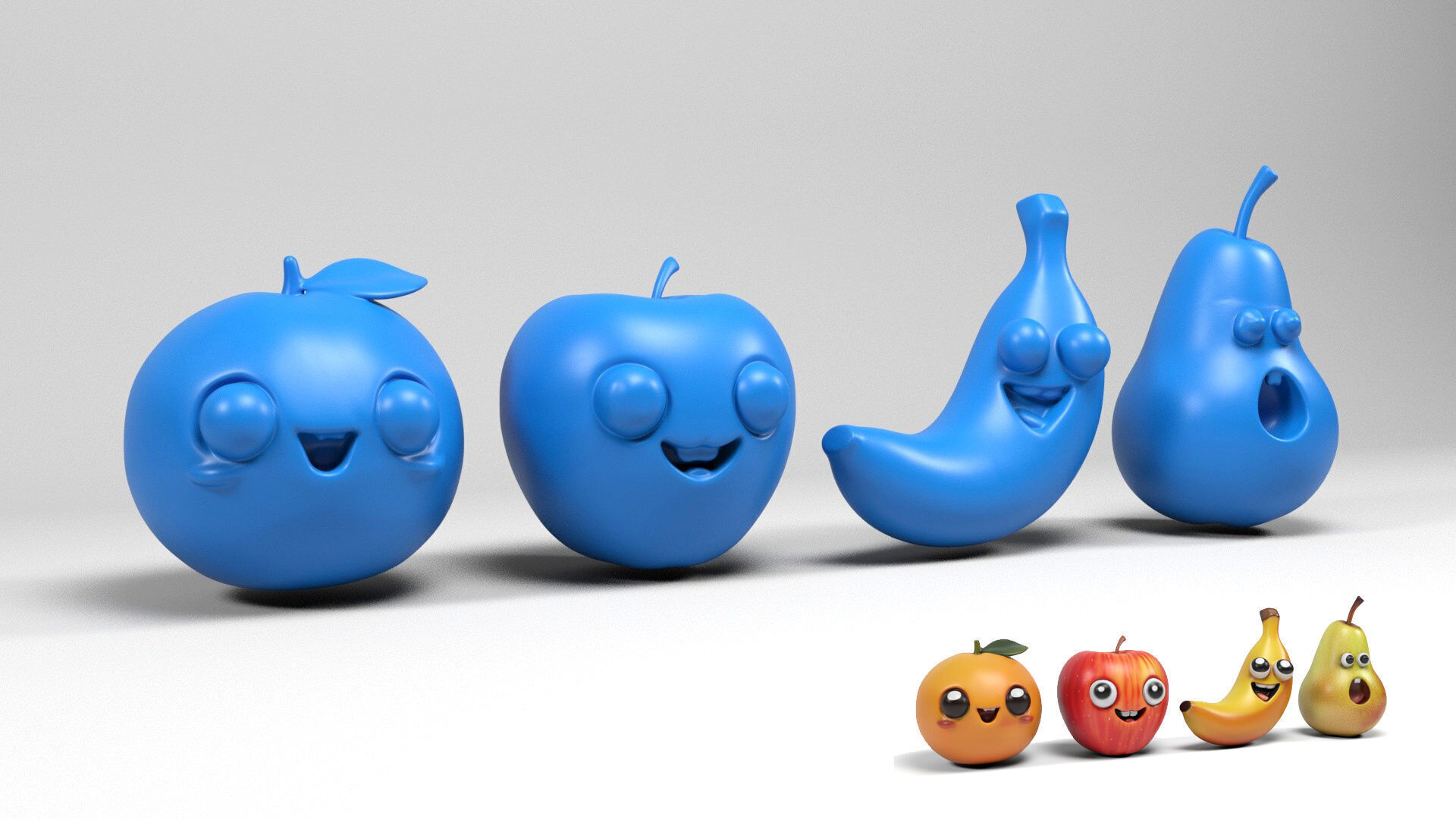 Fruit characters 3D print model_1